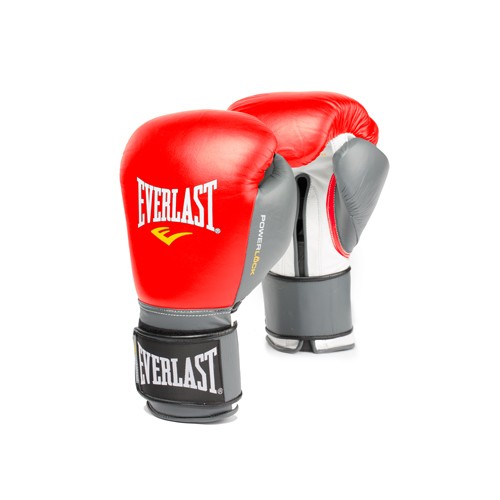 Перчатки тренировочные Everlast Powerlock 16oz серый/красный 500_500