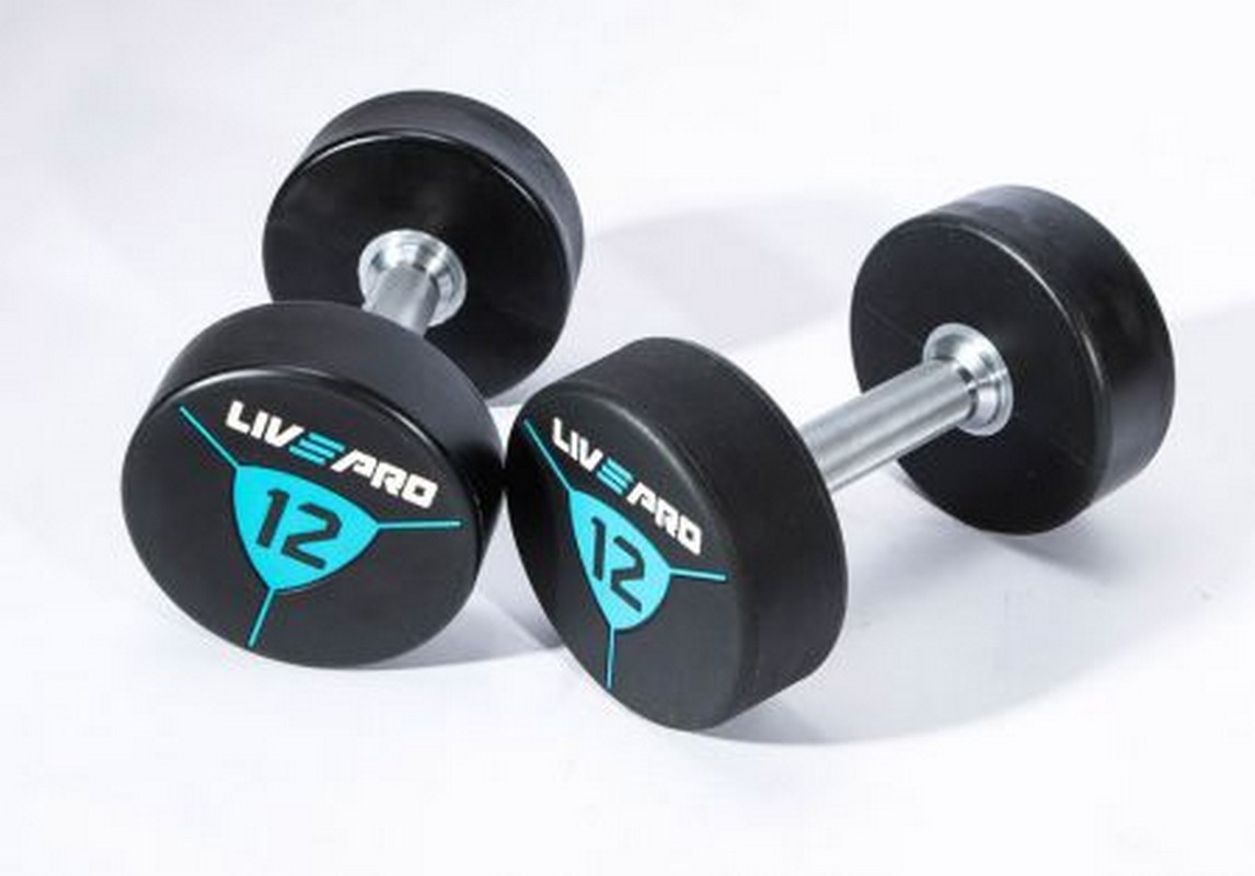 Гантели в уретане 38 кг Live Pro Premium Urethane Dumbbells LP8000-38 1146_800