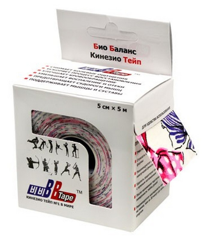 Кинезио тейп BBTape с рисунком 5x500 см Бантики 700_800